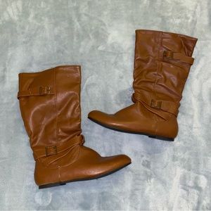 Brown Faux Leather Boots